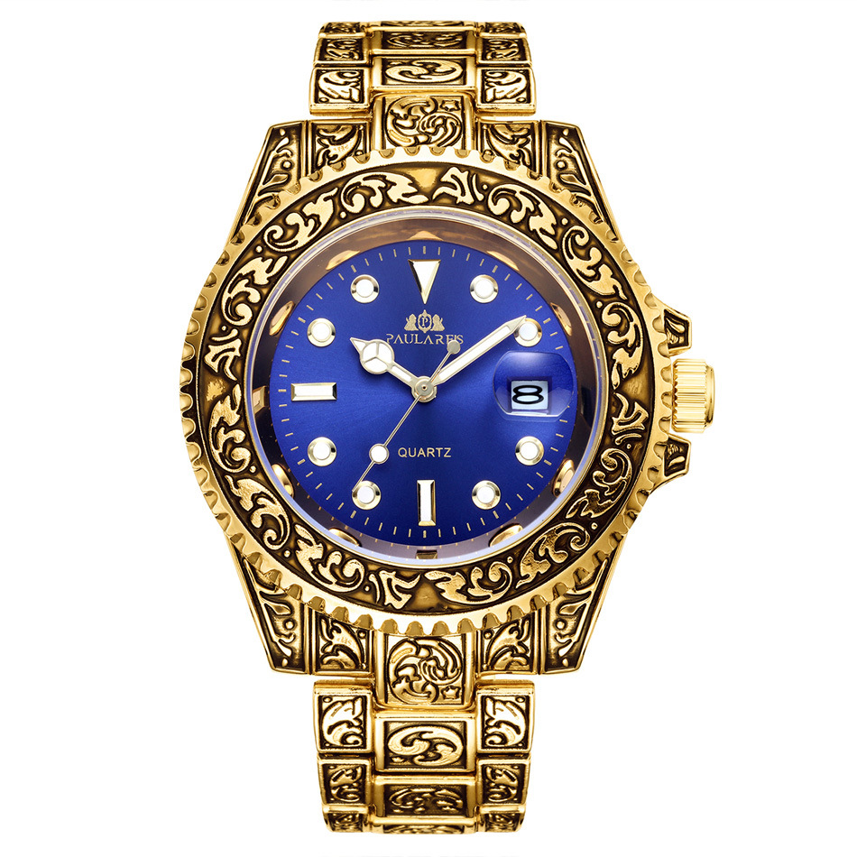 Quartz Carved Water Ghost Calendar Luminous Men's Watch