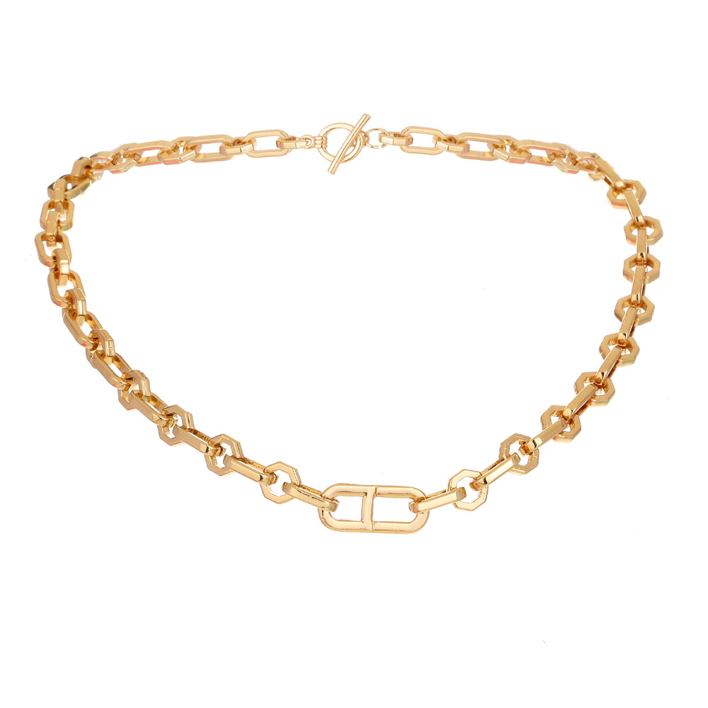 Ins Thick Chain Twist Chain Hip Hop Trend Single-layer Necklace Japanese Word Chain Clavicle Chain