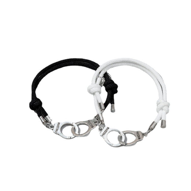 Men's And Women's Fashion Simple Handcuffs Shape Black And White Bracelet