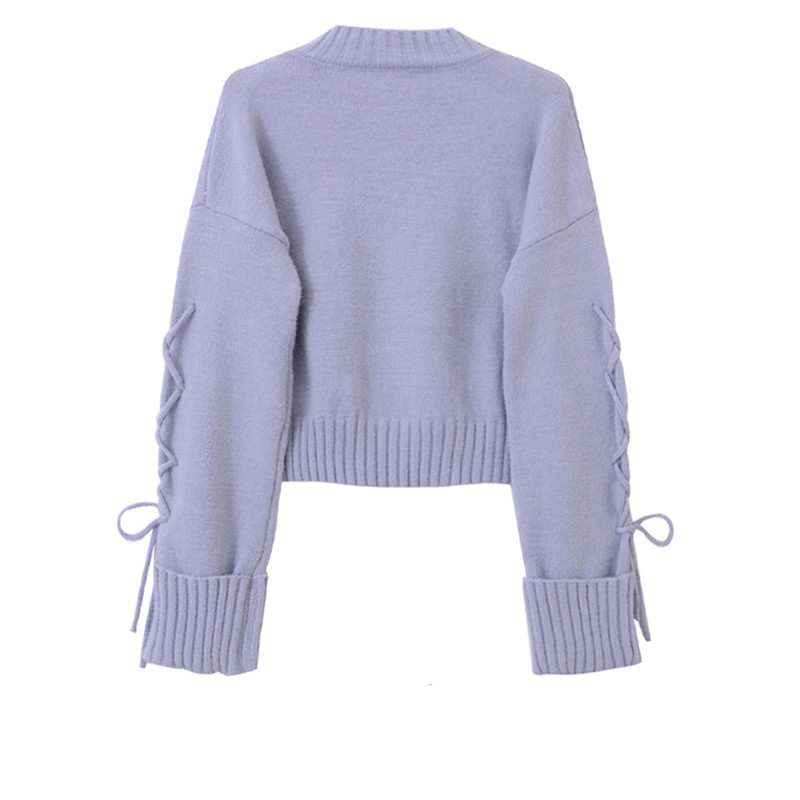 Tie Sweater Women's Design Irregular Slouchy Torn