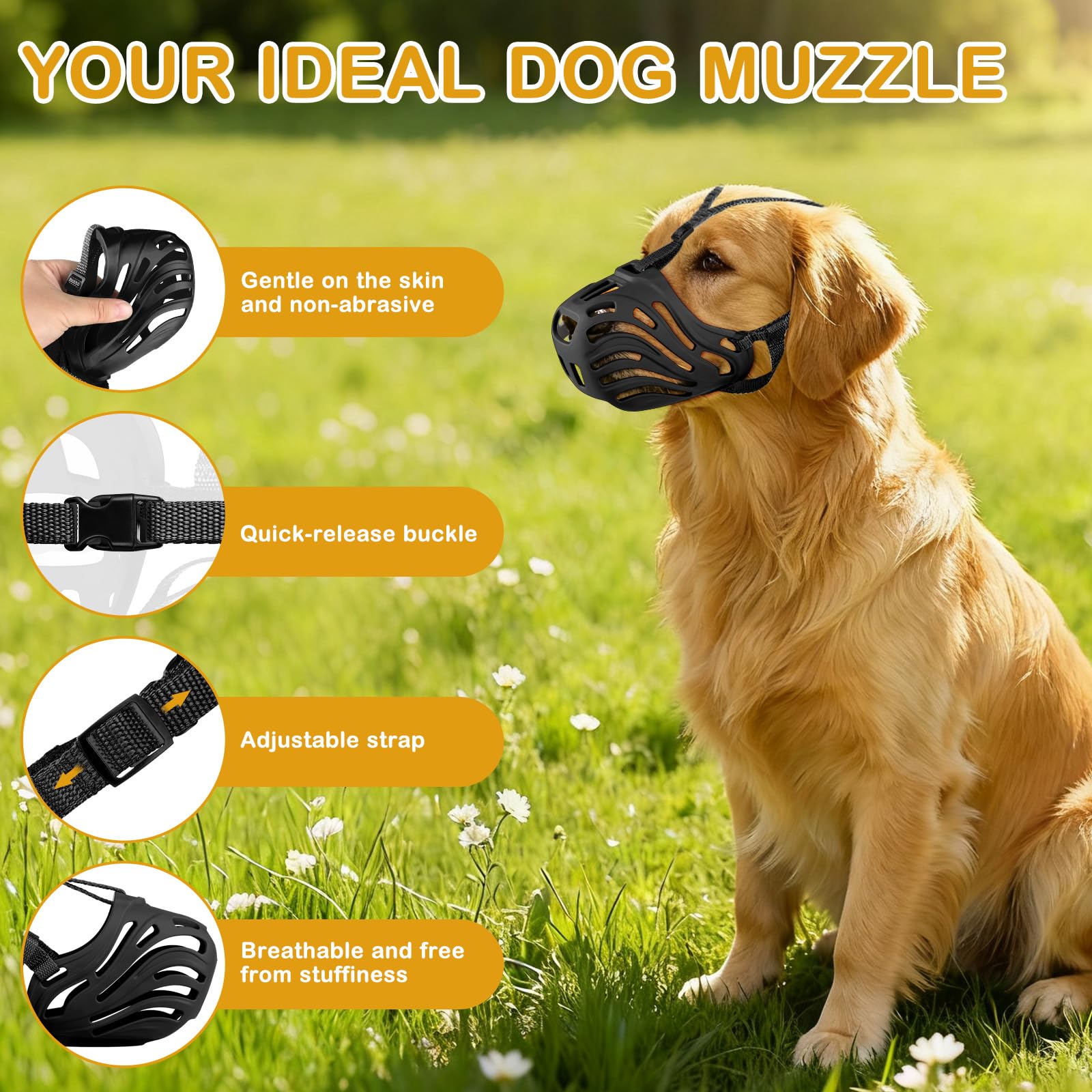 Dog Muzzle – Adjustable Anti-Bite Basket Muzzle