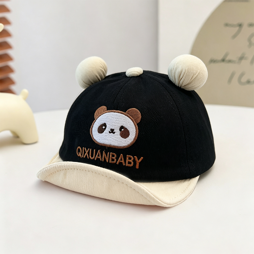 Summer Boys And Girls' Embroidered Panda Letter Three-dimensional Ear Baseball Cap Suitable For Outdoor Outings And Daily Use For Children Aged 0-3 Years Old