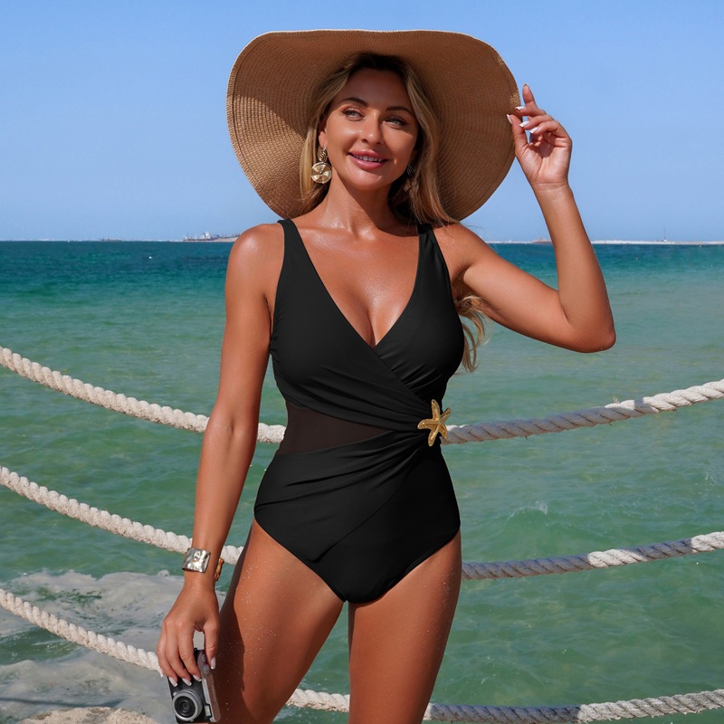 Women's Mesh Splicing One-piece Swimsuit