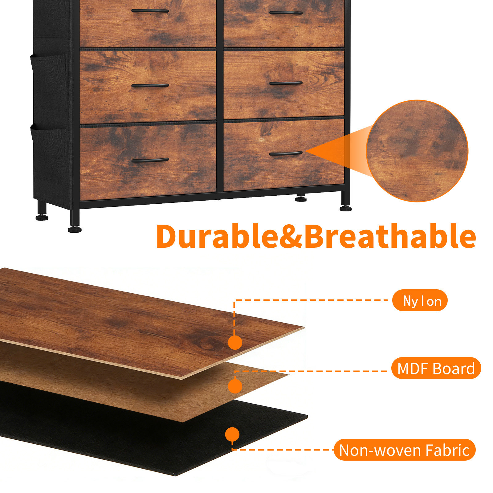 10-Drawer Dresser with Side Pocket & Hooks β photo 7