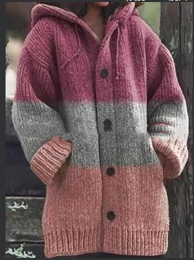 Women's Color Matching Sweater Cardigan Mid-length