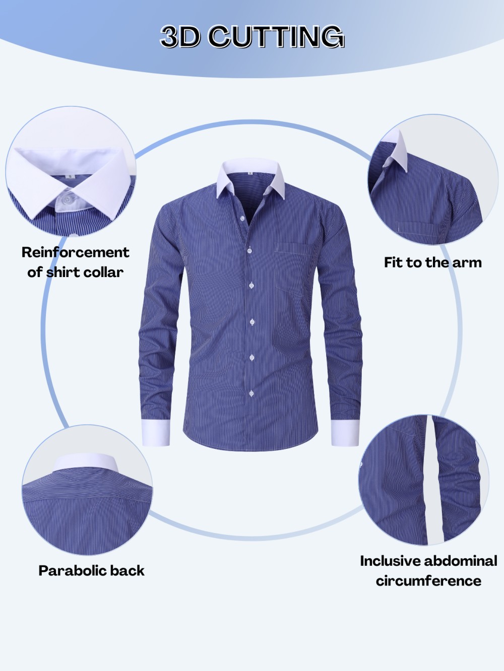 ["Men's dress shirt","Striped button-down","Long sleeve men's top","Formal shirt"]