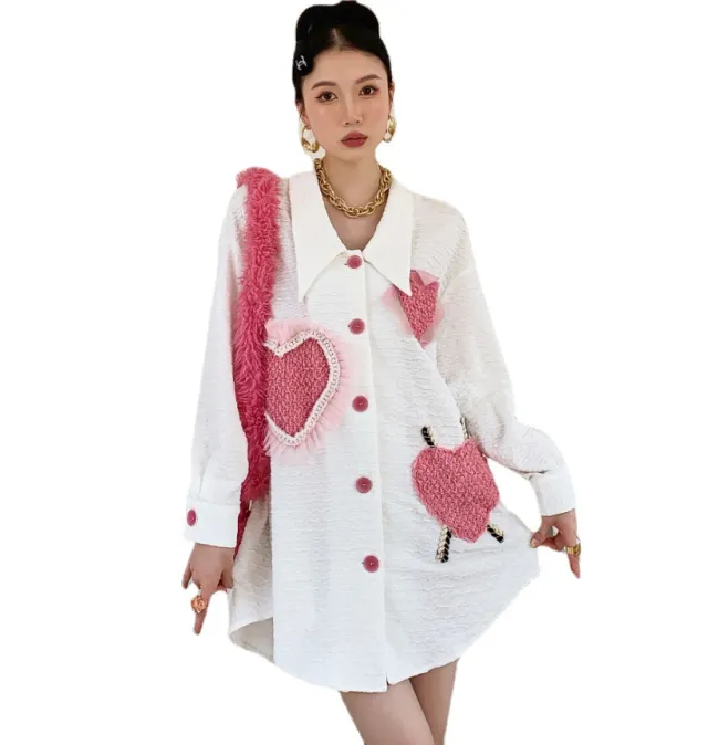 Loose And Slim Mid length Shirt Skirt White - Shop at LoveMi
