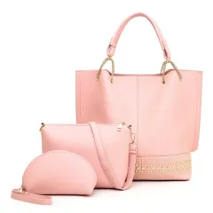Three-piece Handbag Shoulder Messenger Bag - Pink - View 1
