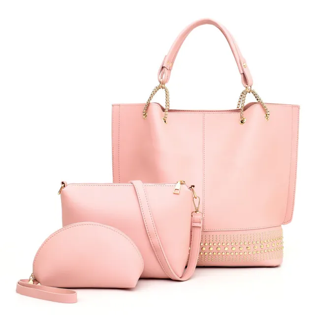 Three piece Handbag Shoulder Messenger Bag Pink - Shop at LoveMi