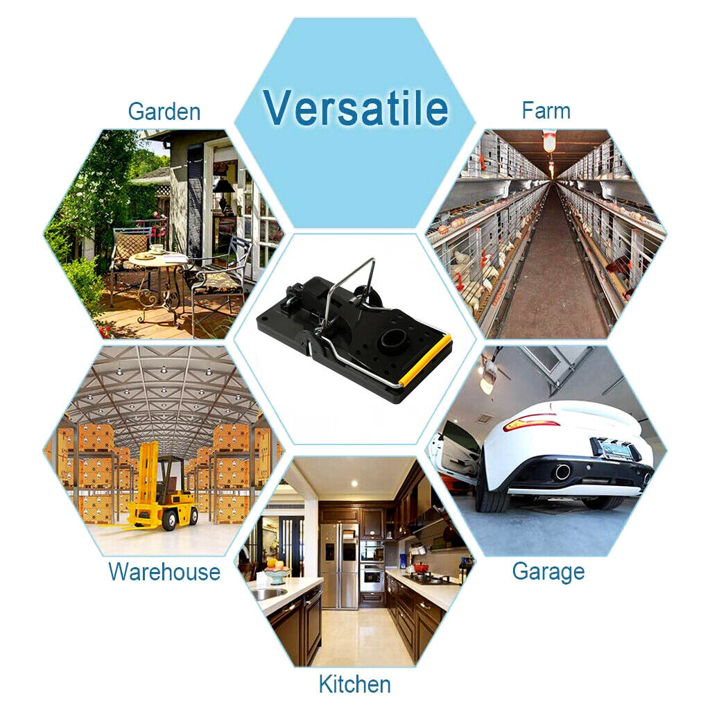 4 Large Rat Catching Metal Traps Heavy Duty Snap Mouse Trap Bait Pest Catcher 6