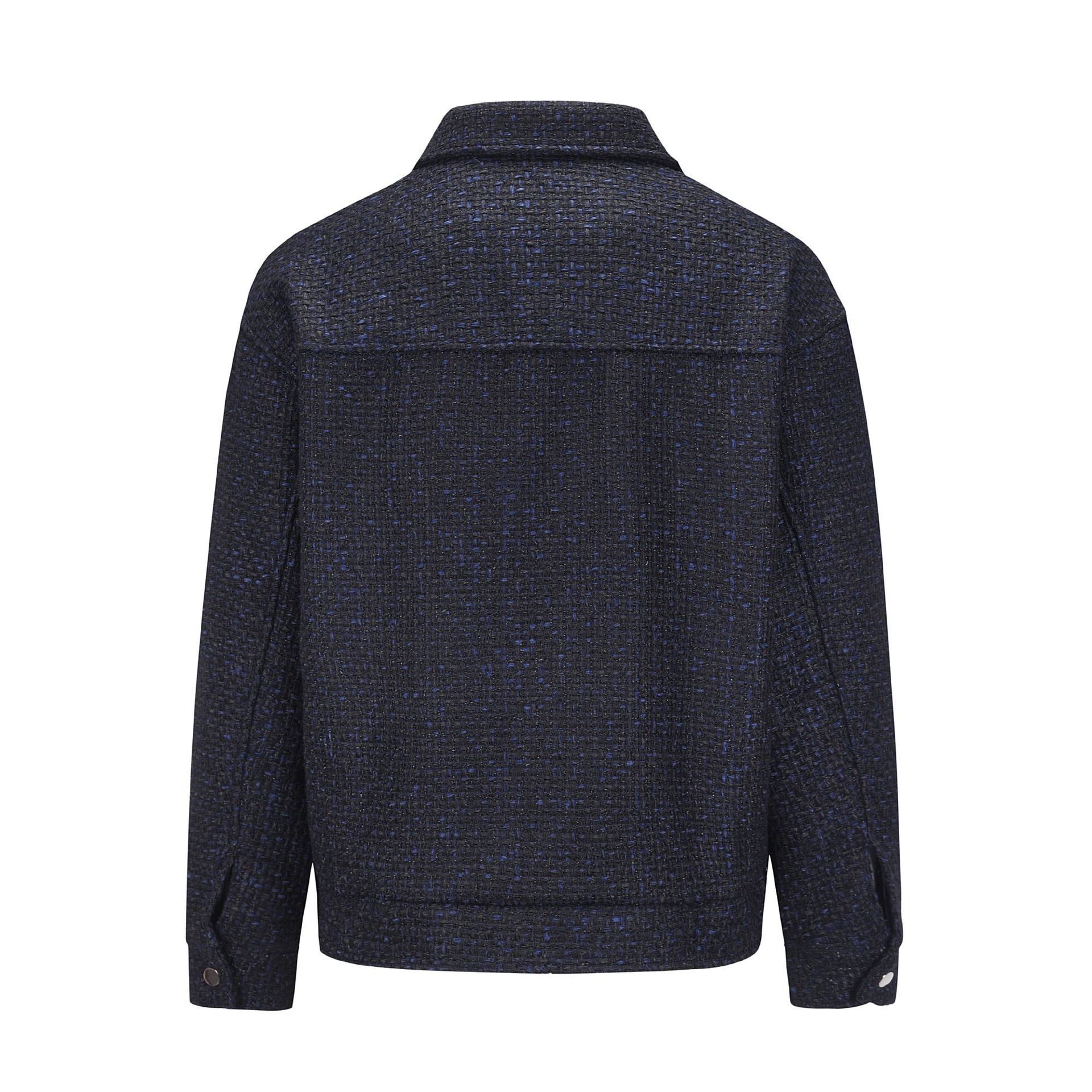 Fashion Tweed Woven Shirt Loose Couple Casual Men's Jacket