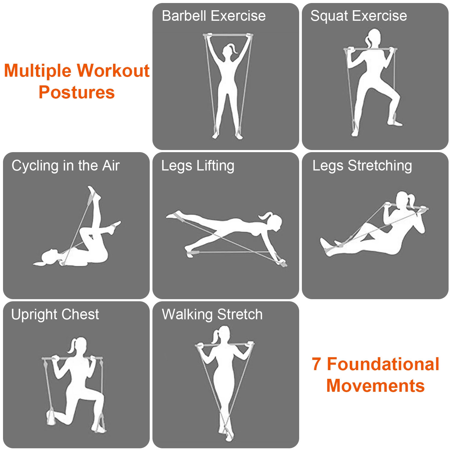 100LBS OR 180LBS Band Options - 1Pc Pilates Bar Kit Multifunctional Pilates Yoga Toning Bar Full Body Exercise Equipment Set For Beginners Intermediates Professionals 4 Elastic Resistance Bands — foto 20
