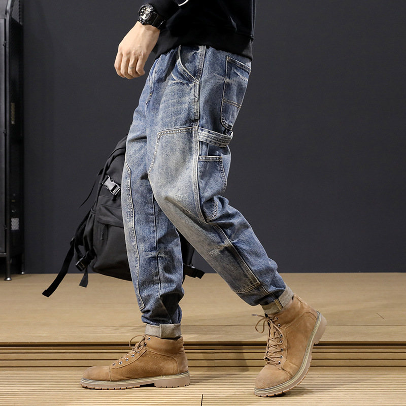 Men's Fall Winter Jeans, Loose Fit, Trendy Brand, Tapered Leg, Long Pants, Plus...