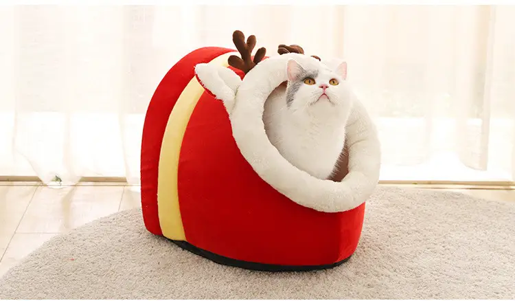 Fashionable Warm Christmas Snow House Pet Nest Mat