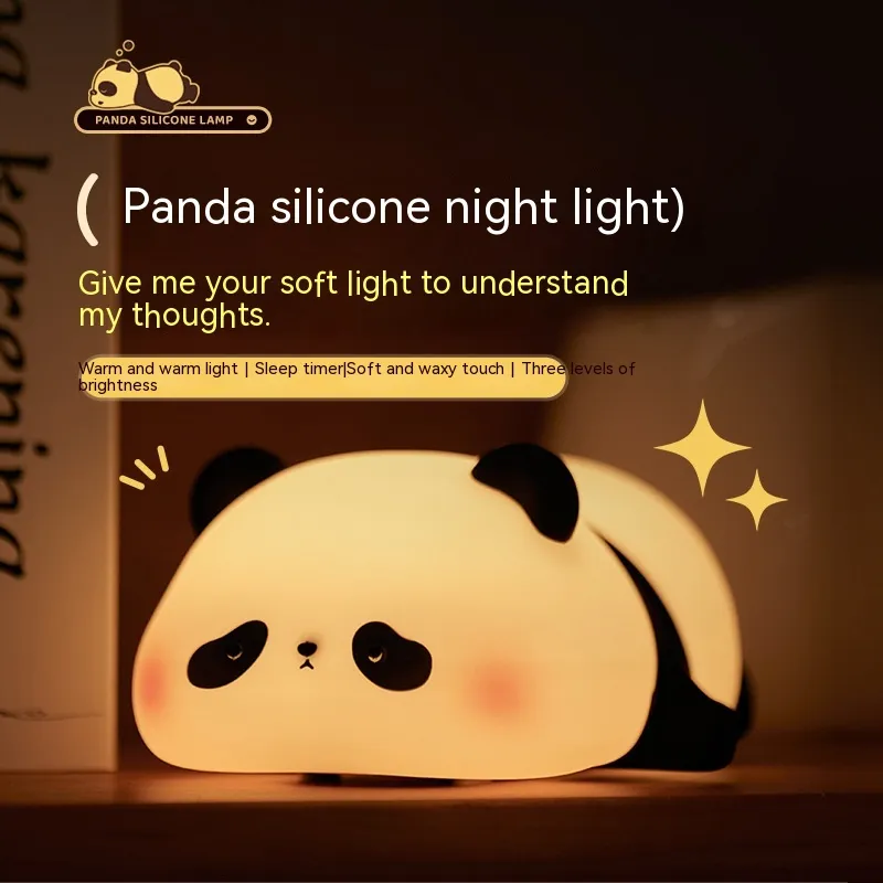 Panda Night Lights For Kids Cute Animal Silicone Timing Rechargeable Lamp Cartoon Panda Bedroom Decoration Kids Boys Girls Gift – image 4