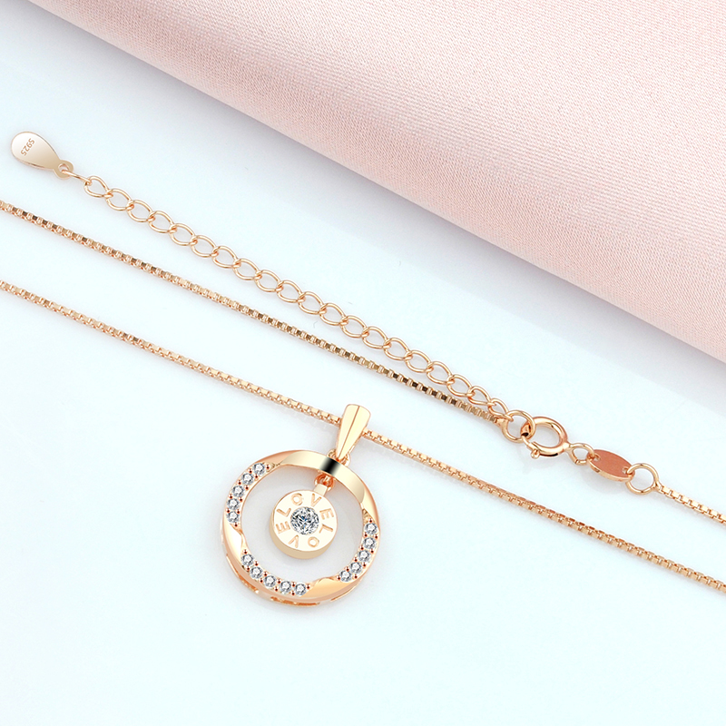 925 Sterling Silver 18k Yellow Gold Plated Rose  Love Necklace Women