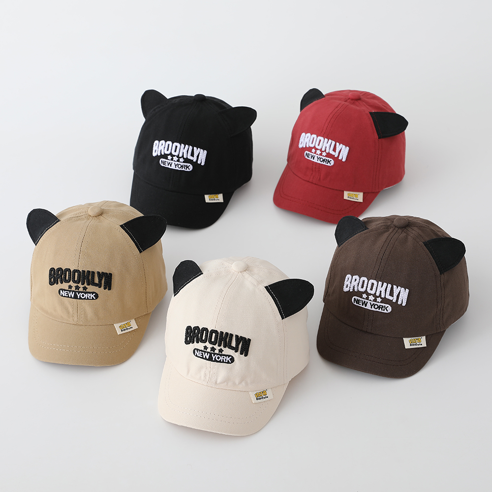 Solid-color Three-dimensional Multi-letter Embroidered Adjustable Cartoon Ears Cute And Casual Children's Baseball Cap Suitable For Outdoor Sports And Daily Use