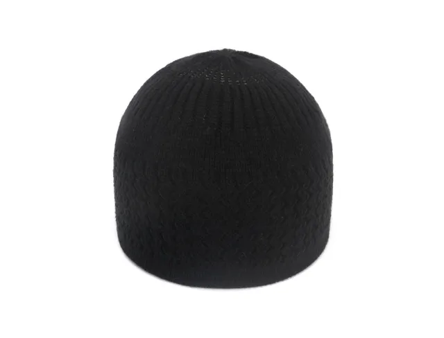 Men And Women Fashion Wave Jacquard Round Top Warm Woolen Hat Black - Shop at LoveMi