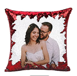 Magic Sequined Custom Gift Pillow Red - Shop at LoveMi