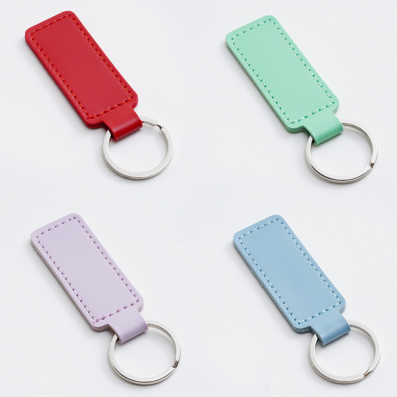 Title 4, Creative PU Leather Keychain Simple DIY Key Ring