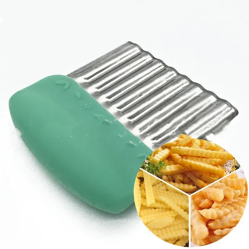 Stainless Steel Potato Cutting Corrugated Knife - Green