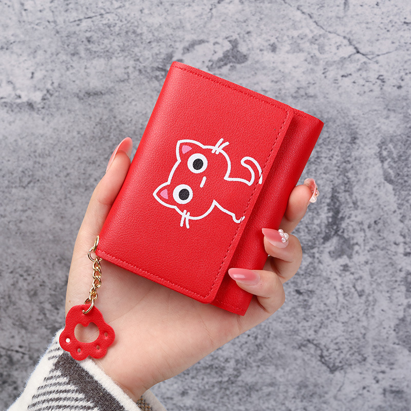 Women's Short Three-fold Cat Girls' Purse