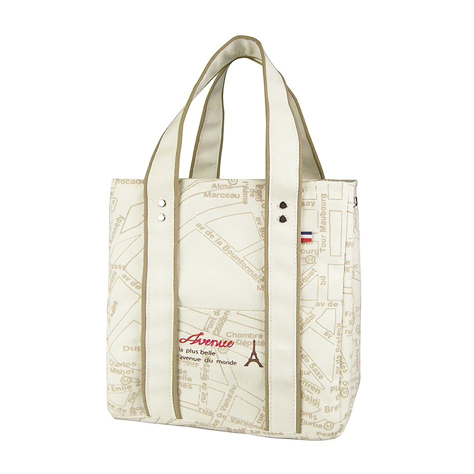 Portable 22x11.5x25cm Insulated Lunch Bag Food Container Picnic Storage Handbag Beige