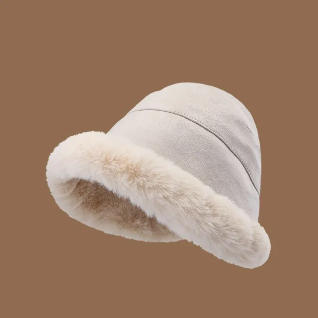 Plush Fisherman Hat For Warmth And Ear Protection In Winter Beige - Shop at LoveMi
