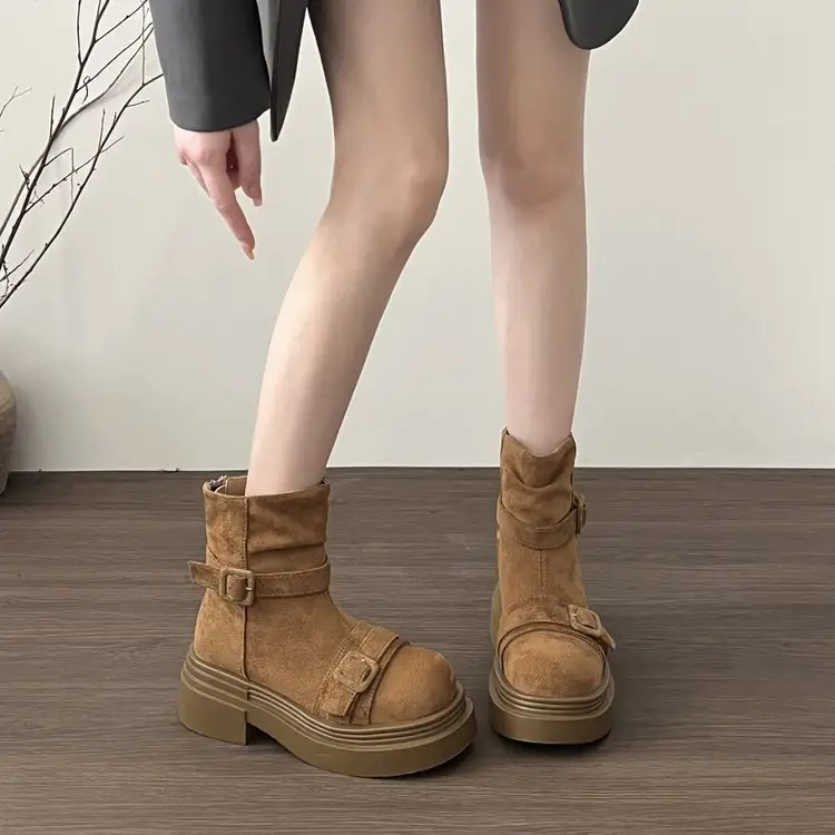 Women's Platform Heightening British Style Martin Boots