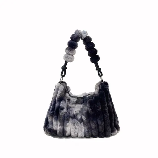 Large Capacity Plush Tote Shoulder Crossbody Chain Bag Black - Shop at LoveMi