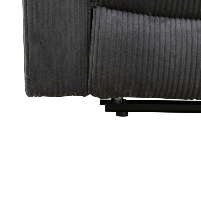 Pickup Only--Dark Grey Corduroy 3-Piece Living Room Recliner Sofa