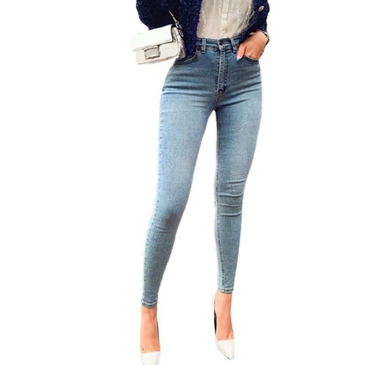 High-waisted Jeans, Tight-fitting Hips, Thin Feet, Pencil-length Pants