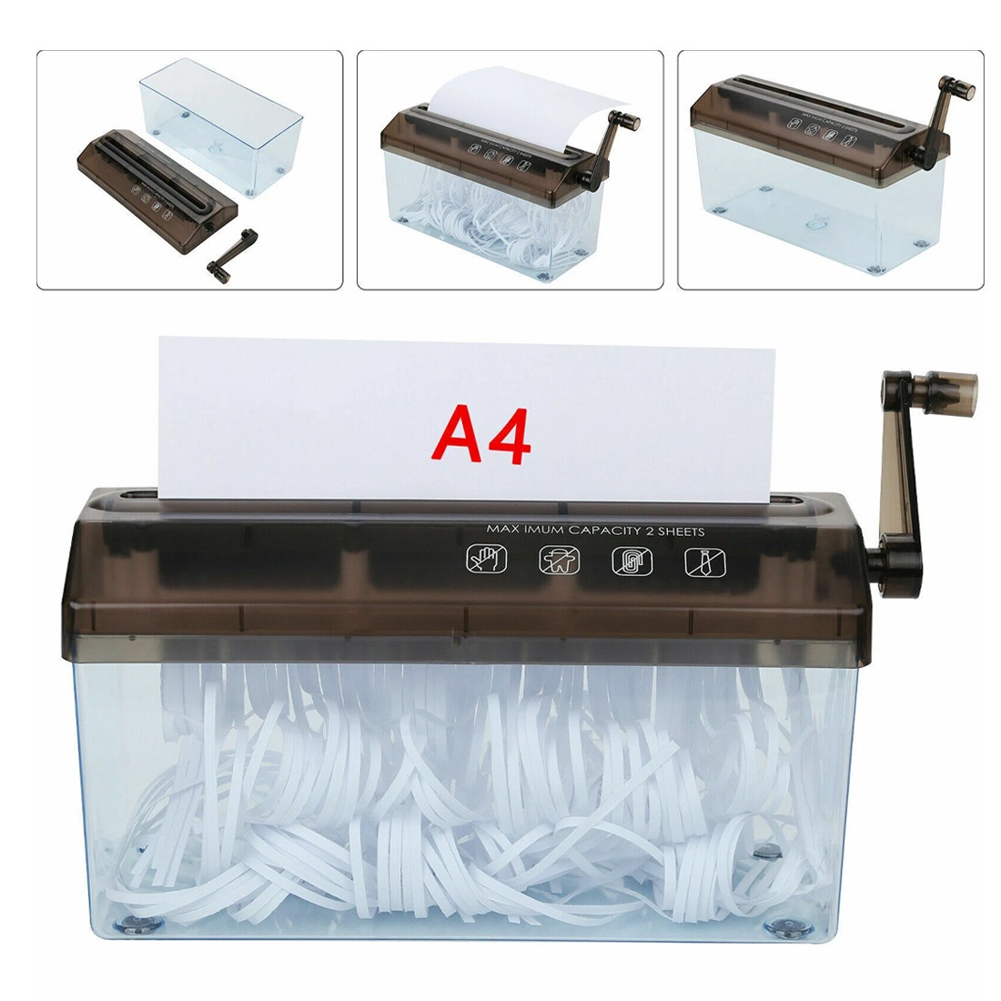 Hand Manual Desktop Office A4 Paper Shredder Strip Cut