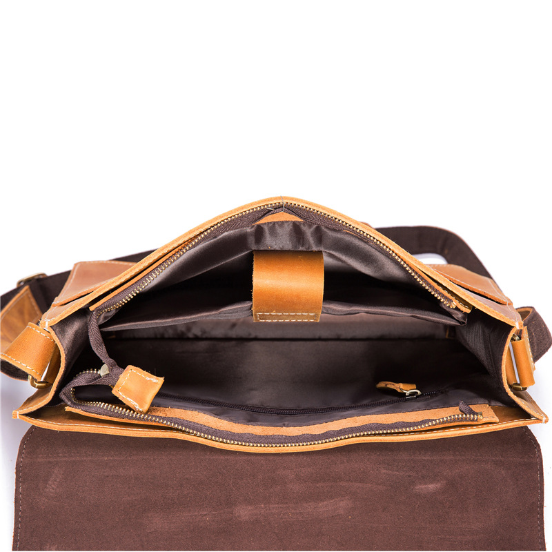 Vintage Leather Crossbody Business Briefcase — foto 2