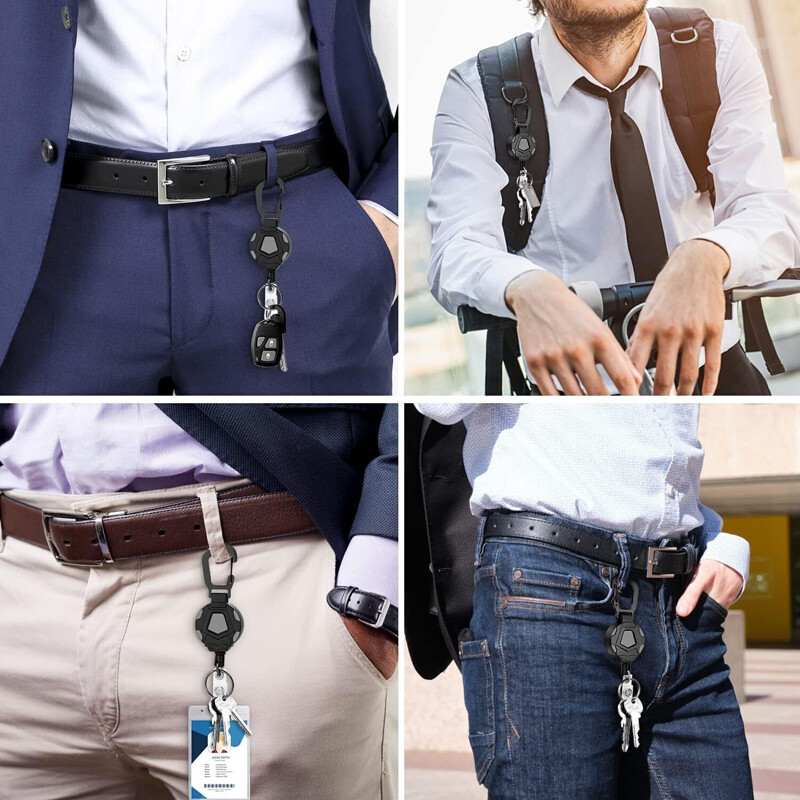 Retractable Heavy Duty Pull Ring Key Chain Recoil Keyring Steel Wire Rope Holder — image 6