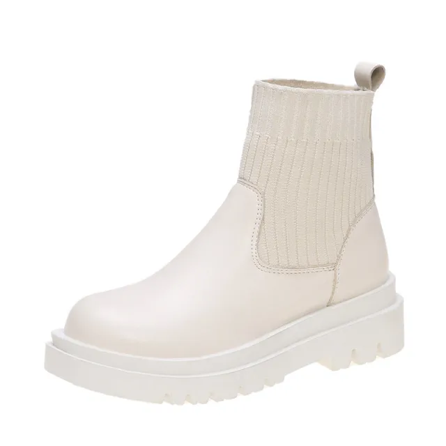 Autumn And Winter Knitted Socks Boots British Style White - Shop at LoveMi