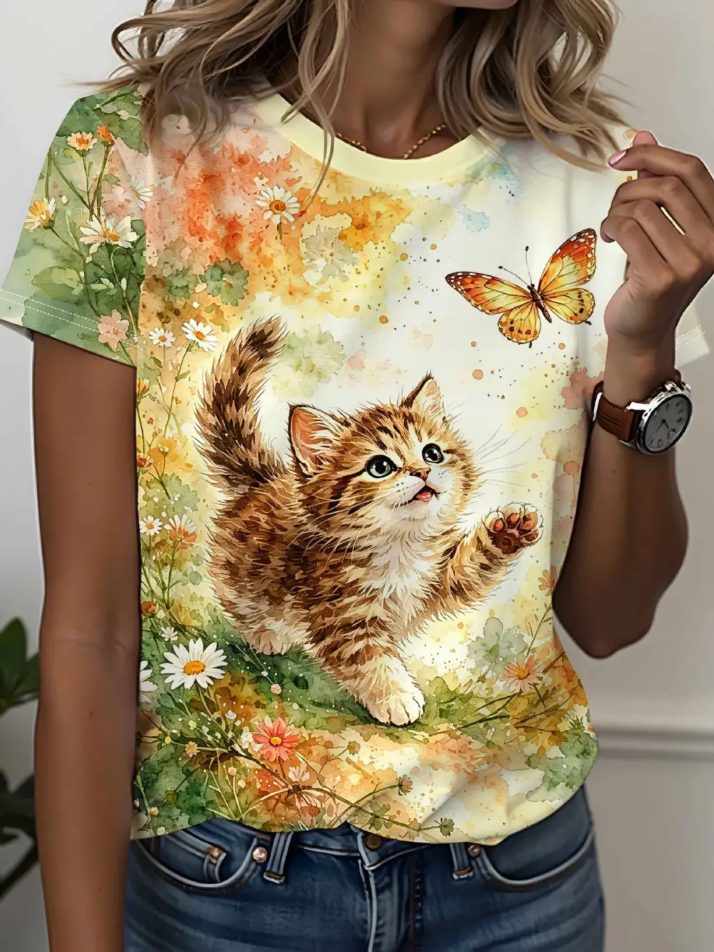 Fresh and Healing Cartoon Girl Short Sleeve Women's Comfortable