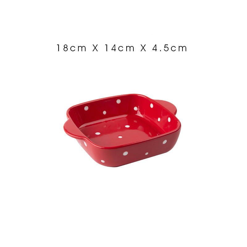 Title 7, Ceramic Dot Cheese Baked Rice Plate Household M...