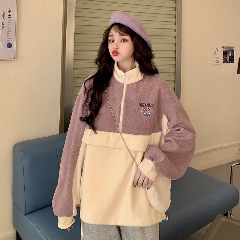 Lamb Wool Sweater Girls Plus Velvet Thick Coat Ins Tide