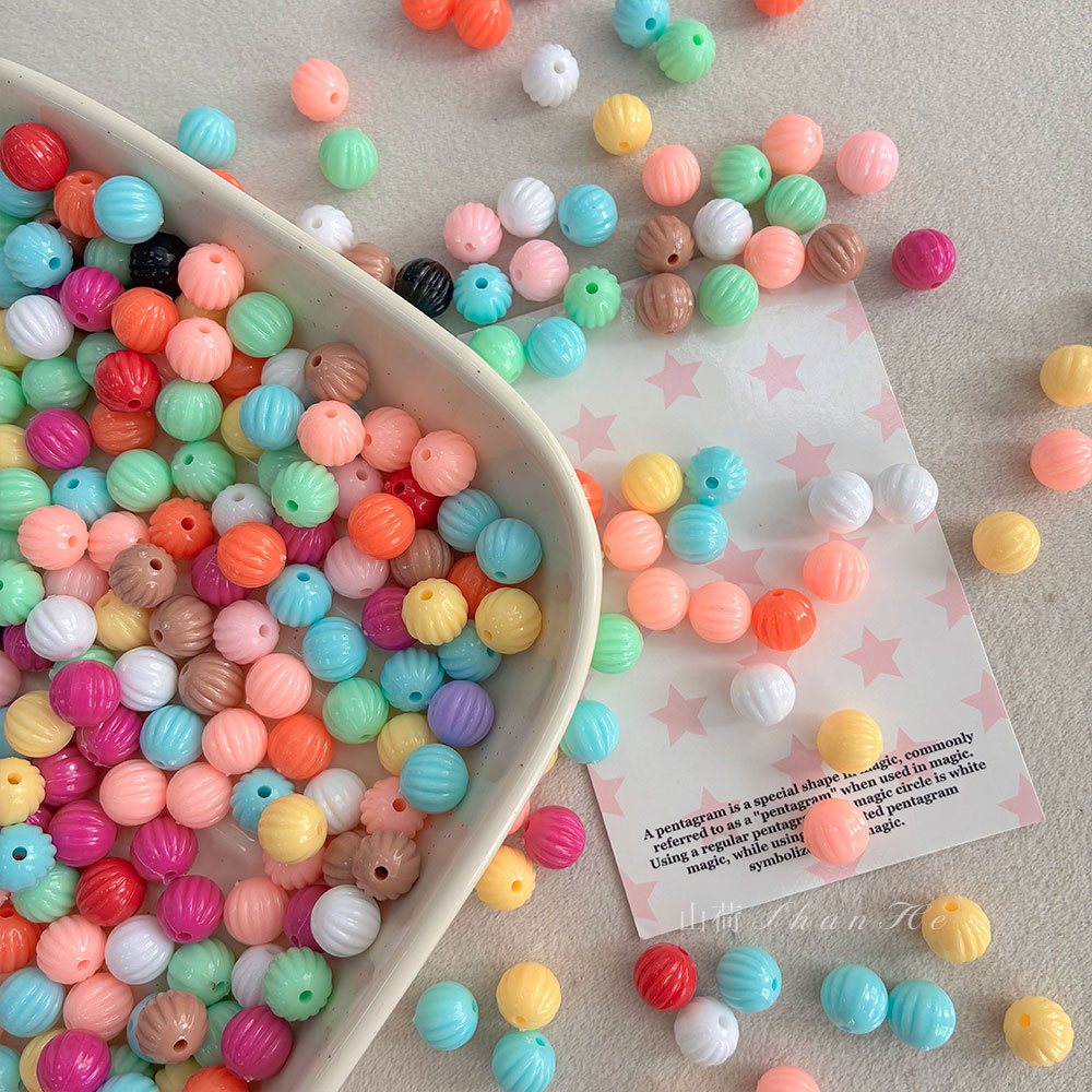 10mm Pumpkin Acrylic Beads, Solid Color PS Plastic Round Charms With Straight Hole For DIY Jewelry Making, Bracelets, Necklaces & Kids Crafts, Mixed Pastel Colo