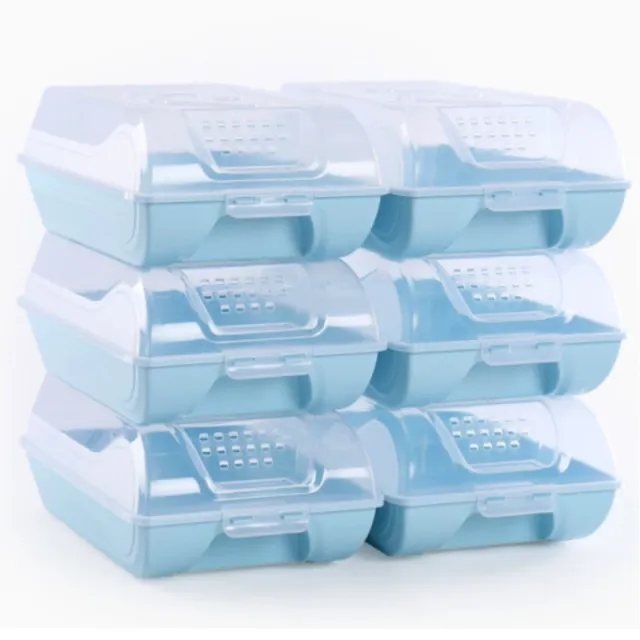 Transparent Drawer Wardrobe Shoe Storage Box Blue 6Pcs - Shop at LoveMi