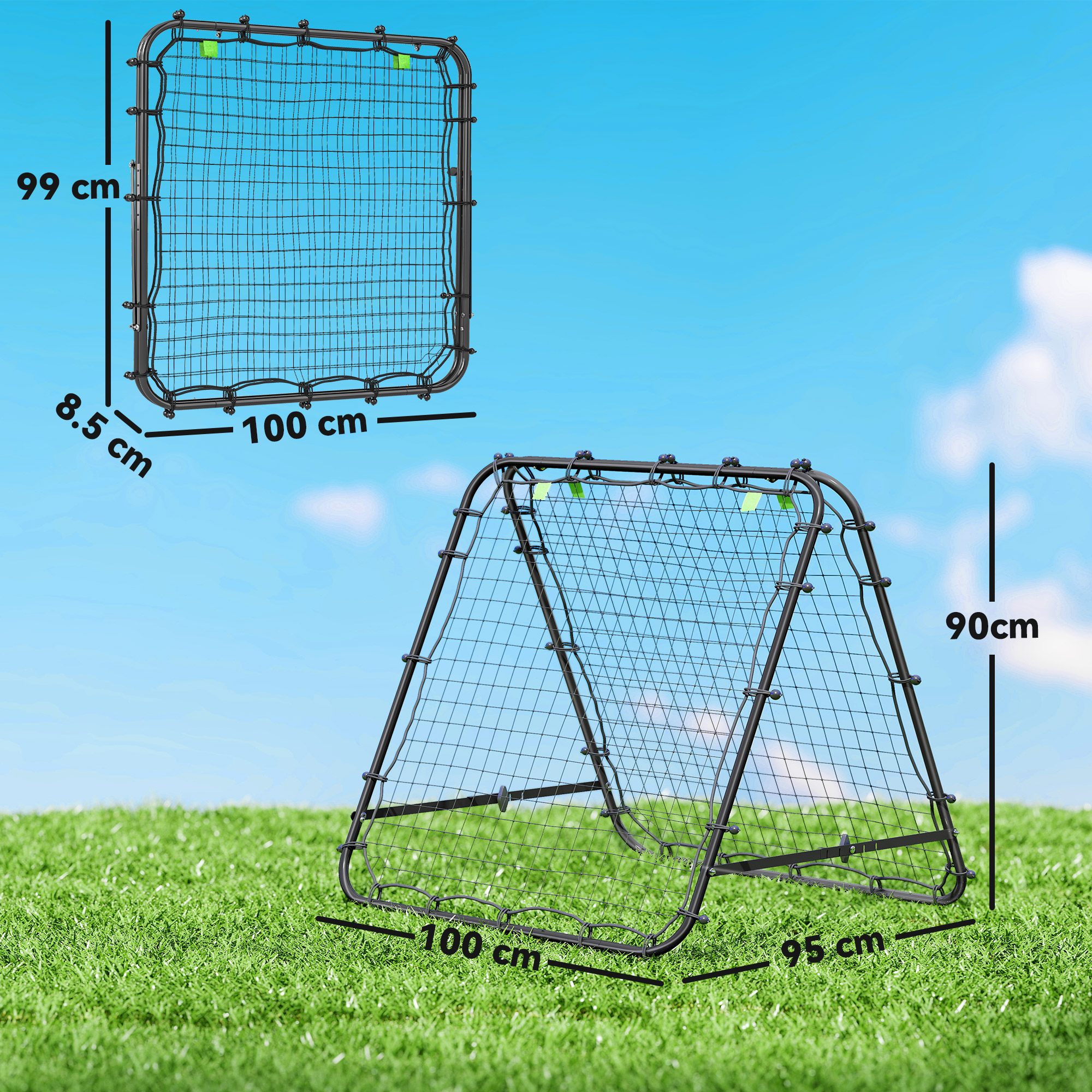 Double Sided Football Rebound Net, Five Adjustable Angle Door, Black — image 5