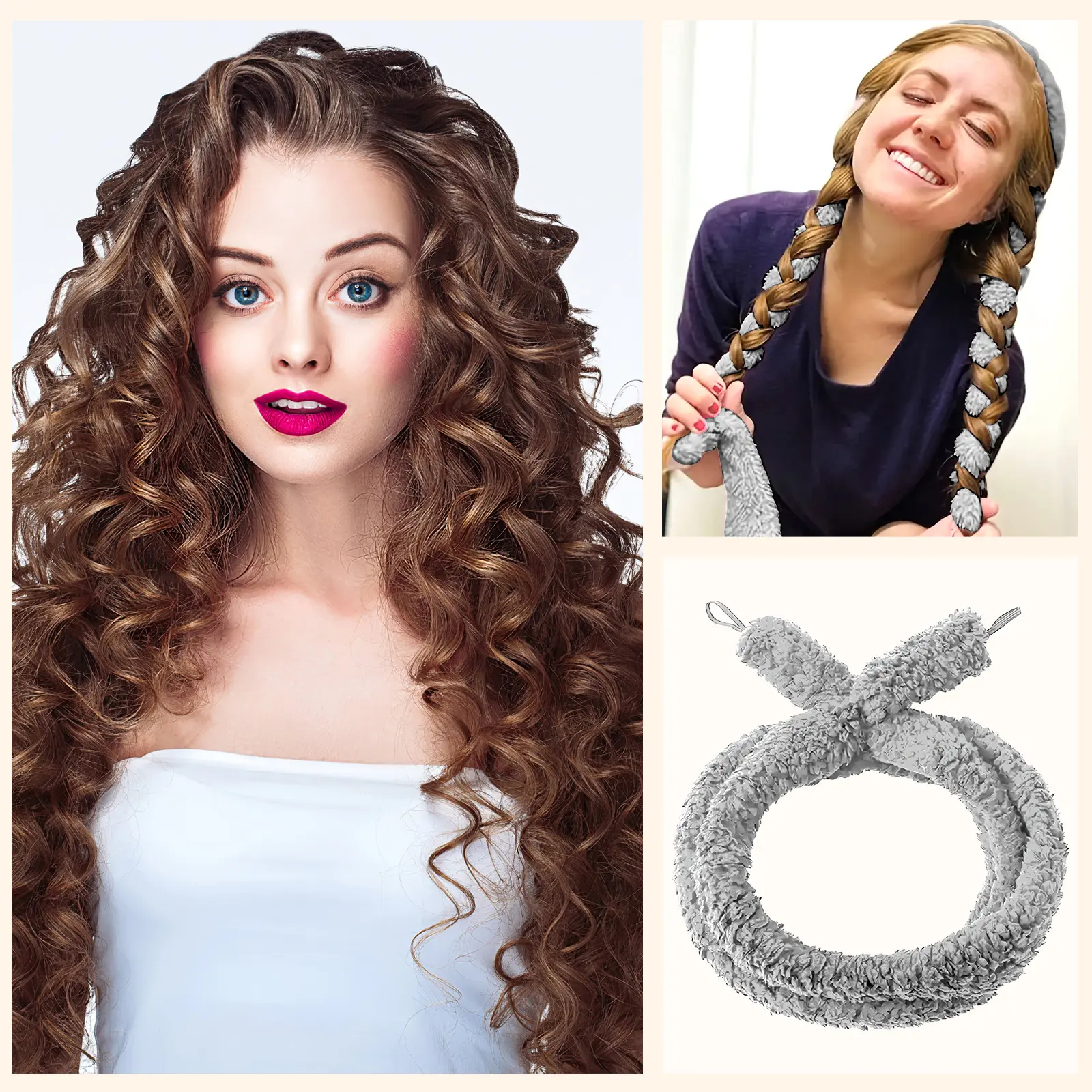 Satin Heatless Hair Curler, Lazy Natural Soft
