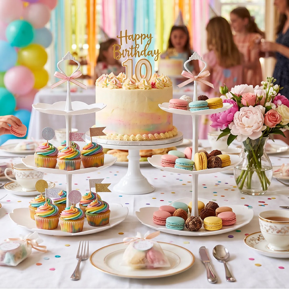 2PCS 3 Tier Cake Stand Afternoon Tea Wedding Plates Party