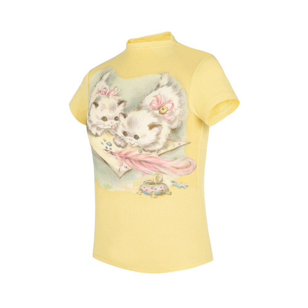 Title 8, T-shirt gatto con stampa a inchiostro bianco a ...