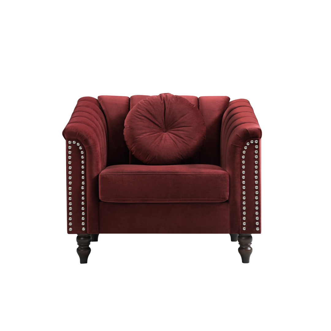 Pickup Only--Red Microfiber 3-Piece Couch Living Room Sofa Set