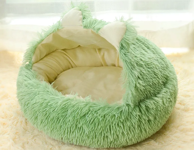 Cat Litter Four Seasons Universal Winter Warmth Semi-closed Kitten Net Red Pet - Grass Green Nest