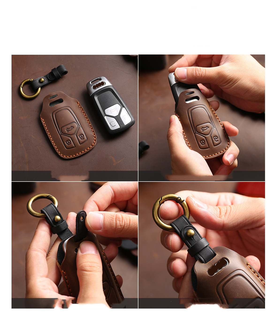 Leather Car Key Case Crazy Horse Leather — foto 5