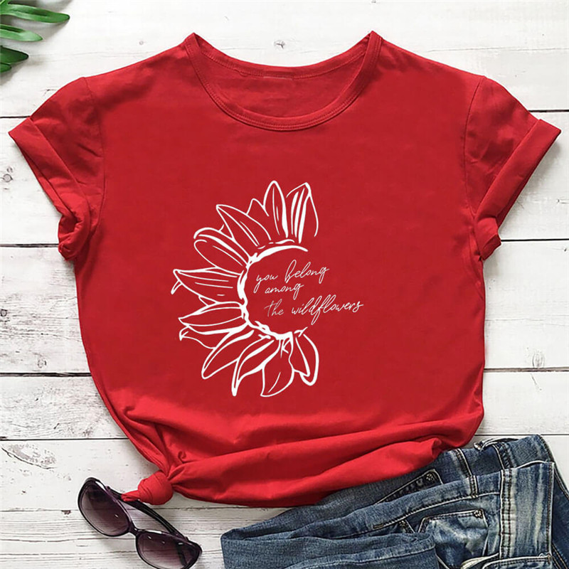 You Belong Among The Wildflower Crew Neck Short Sleeve