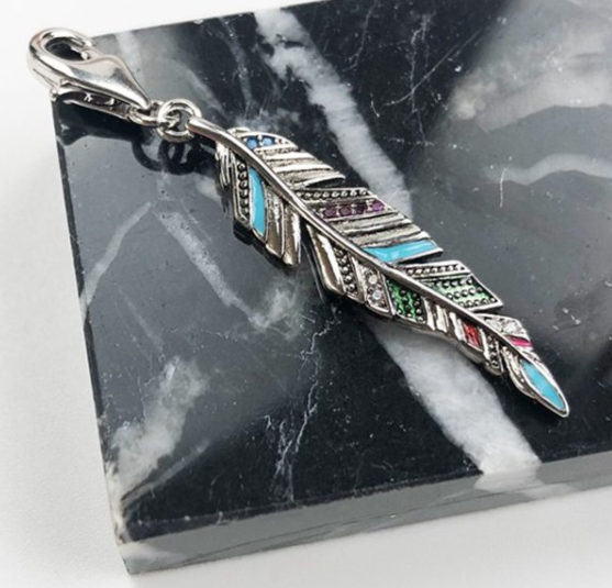 Feather Color Pendant 925 Sterling Silver Fashion All-match Lobster Clasp